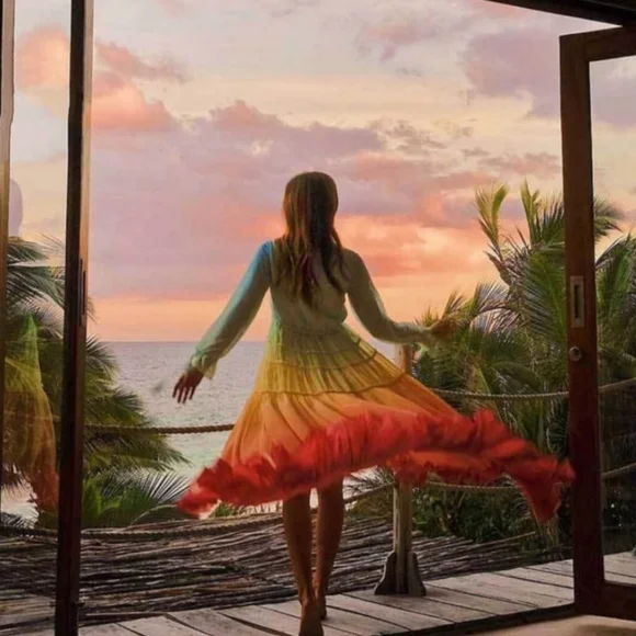 Boho Rainbow High Low Maxi Dress - Picture 6 of 14